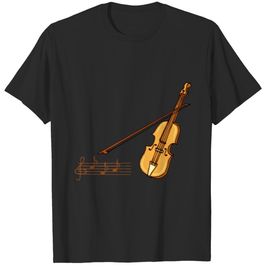 Discover Violin bow and music  staff in brown graphic T-shirt