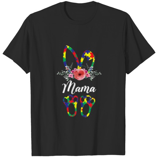 Discover Funny Mama Bunny Autism Print Floral Matching Fami T-shirt
