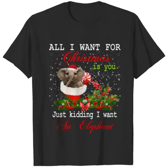 Discover Elephant Red Santa hat Funny Xmas gift T-shirt