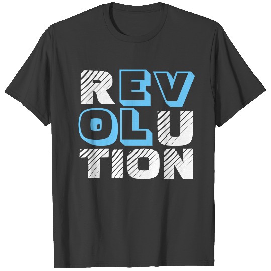 LOVE REVOLUTION: BLUE AND WHITE URBAN TYPOGRAPHY T-shirt