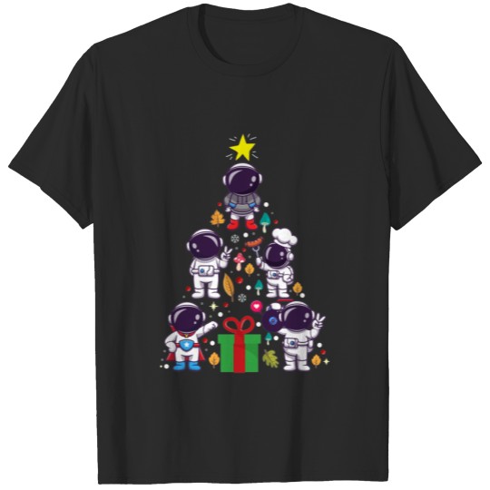 Discover Space Xmas Astronauts Holiday Christmas Tree T-shirt