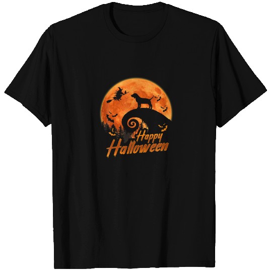 Beagle Dog And Moon Funny Halloween T-shirt