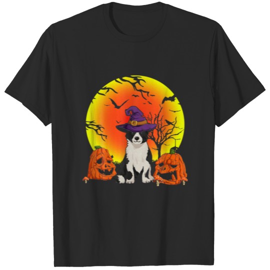 Cute Border Collie Witch Halloween Costume Funny D T-shirt