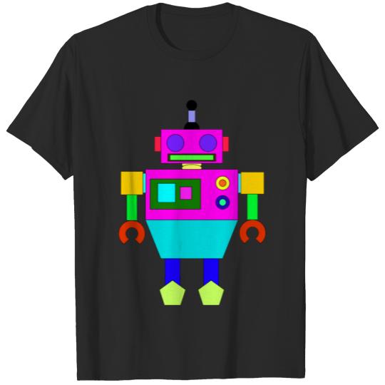 Discover COLORFUL PINK AND BLUE ROBOT DESIGN T-shirt