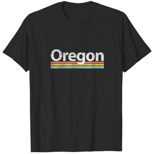 Oregon - OR - Vintage / Worn Design - Retro Stripe T-shirt