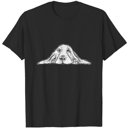 basset hound black white simple puppy dog eyes  plus size T-shirt