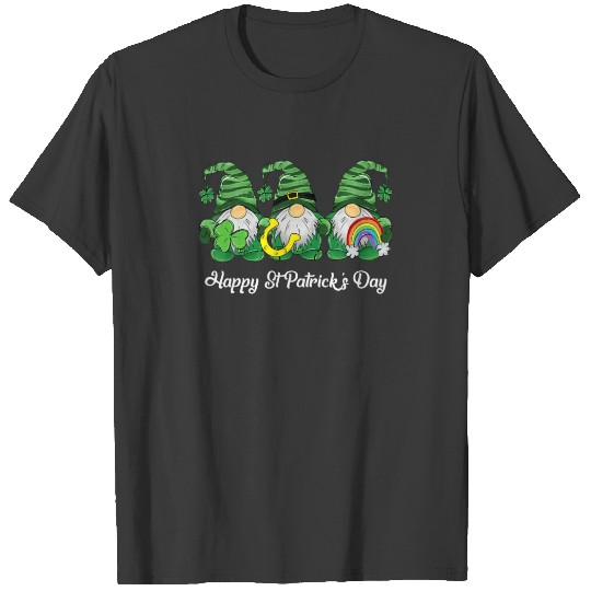 St Patricks Day Gnomes Holing Shamrock Horseshoe I T-shirt
