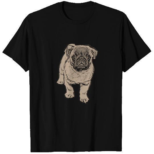 Cute Pug Women's Flowy Pocket  -Gray T-shirt