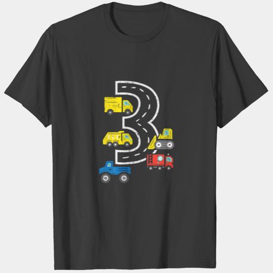 Kids 3 Road Construction Vehicles Trucks Cute 3Rd T-shirt