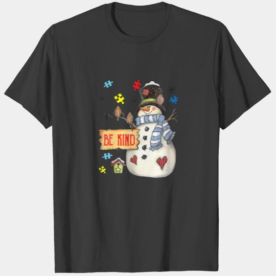 Be Kind Snowman Puzzle Autism Awareness Funny Fami T-shirt