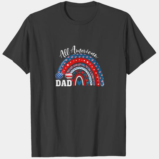 All American Dad Rainbow USA Flag 4Th Of July Patr T-shirt