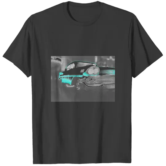 1958 chevy impala bright blue classic car T-shirt