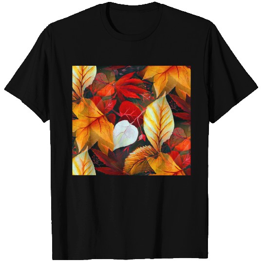 Realm of Foliage with Maple Leaves in Warm Colors T-shirt