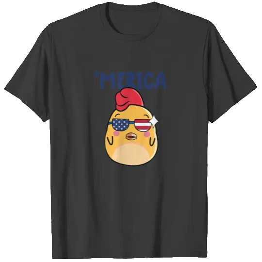 Funny Merica Funny Chicken T USA Flag 4Th Of July T-shirt