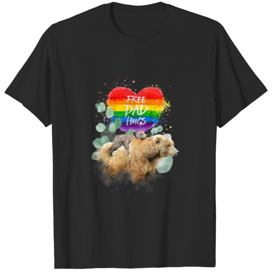 Discover LGBT Pride Papa Bear Free Dad Hugs Rainbow Love Fa T-shirt