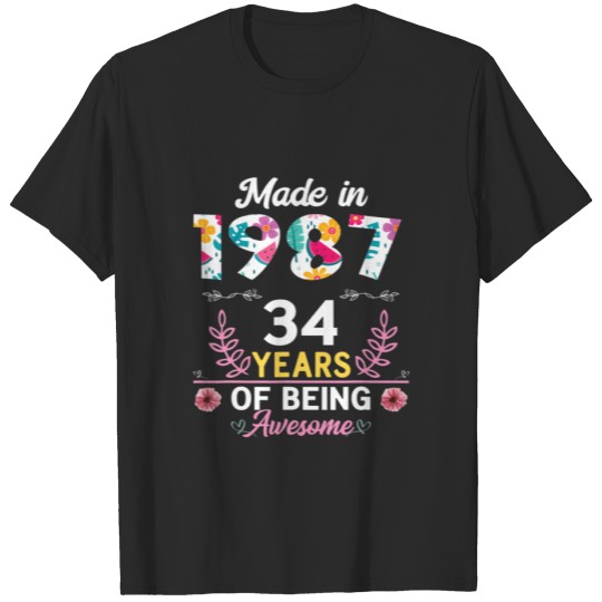 Discover 34 Years Old 76Th Birthday Born In 1987 Women T-shirt
