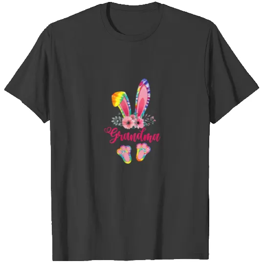 Easter Mothers Day Grandma Tie Dye Bunny Rabbit Fl T-shirt