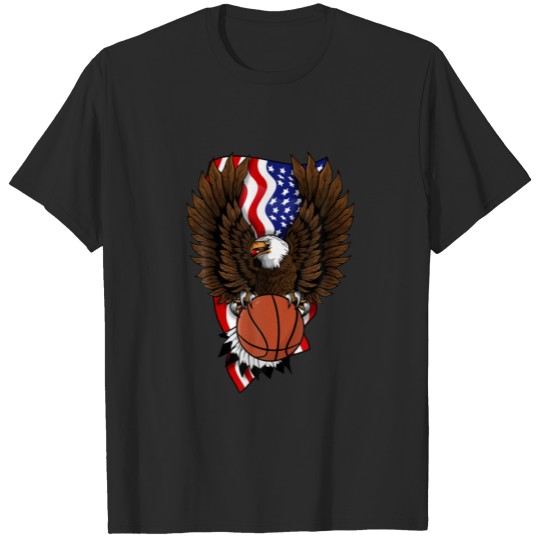 Discover 4Th Of July Bald Eagle USA American Flag Basketbal T-shirt