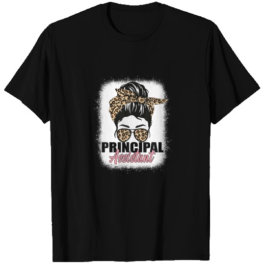 Assistant Principal Messy Bun Bleached School Work T-shirt