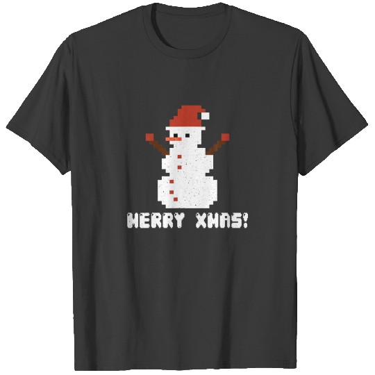 Merry X-Mas 8 Bit Pixelated Pixel Ugly Christmas S T-shirt