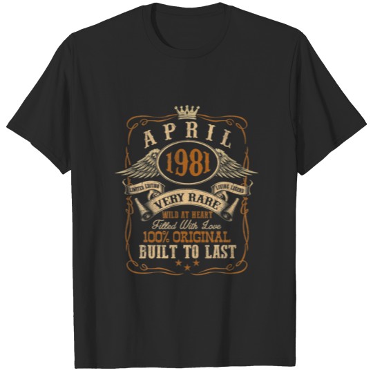 Vintage April 1981 40 Years Old 40Th Birthday Gift T-shirt