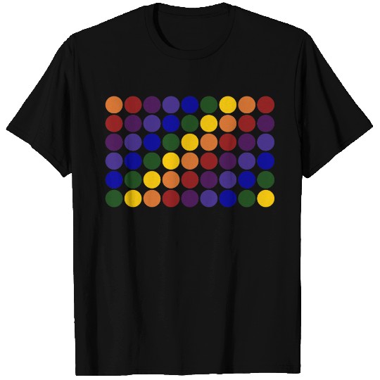 Rainbow Polka Dots on Black T-shirt