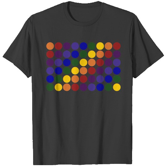 Rainbow Polka Dots on Black T-shirt