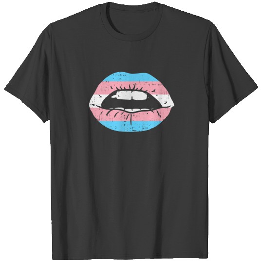 Sexy Transgender Pride Lip Teeth Mouth Trans Flag T-shirt