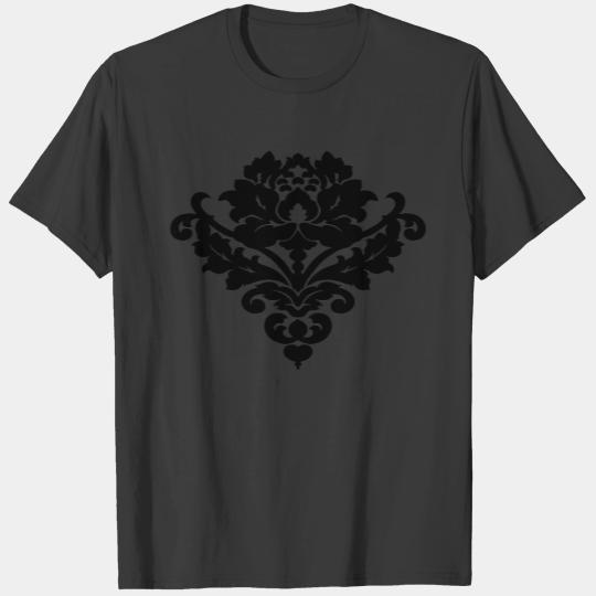 Elegant and classy victorian damask motif in black T-shirt