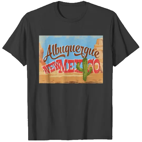 Albuquerque New Mexico Cartoon Desert Retro Travel T-shirt