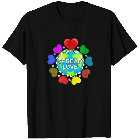 Spread Love Around The World Cute Rainbow Hearts L T-shirt