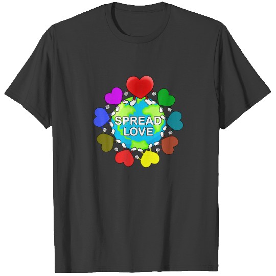 Spread Love Around The World Cute Rainbow Hearts L T-shirt