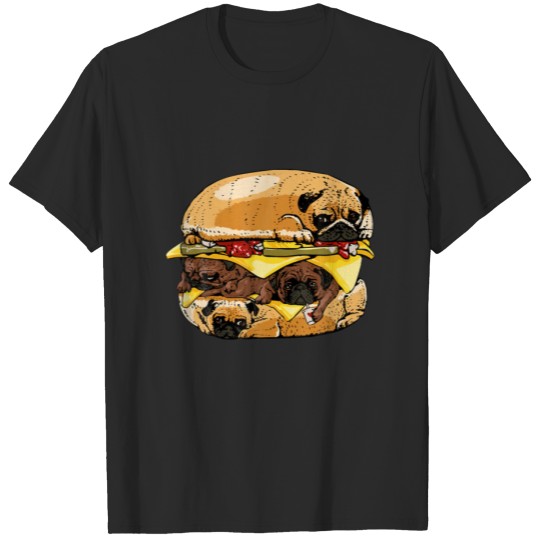 Pugs Burger Funny Burger Pug Gift For Dogs Lover T-shirt