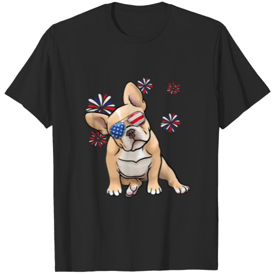 Patriotic French Bulldog Dog American USA Flag 4Th T-shirt