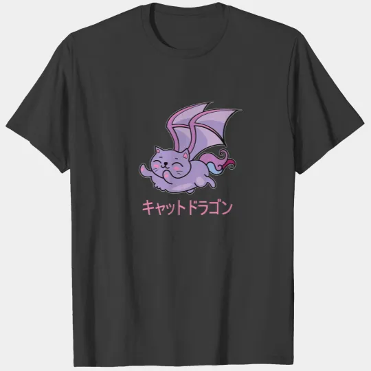 Cute Purple Cat Dragon Halloween Funny Flying Happ T-shirt