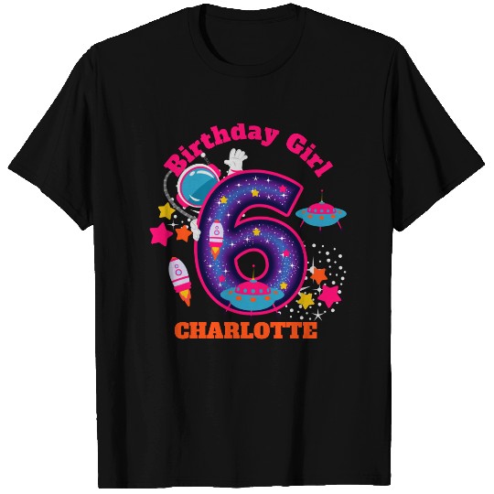 Galaxy Sixth birthday girl Space T-shirt