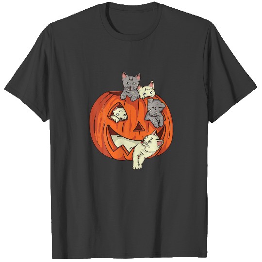 Cats Pumpkin Carved Jack O Lantern Cat Halloween C T-shirt