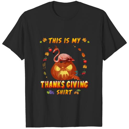Discover Funny Flamingo In The Pumpkin Autumn This Is My Th T-shirt