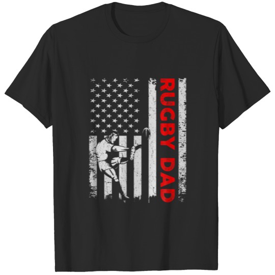 Discover Vintage Rugby Dad USA Flag Retro Fathers Day T-shirt
