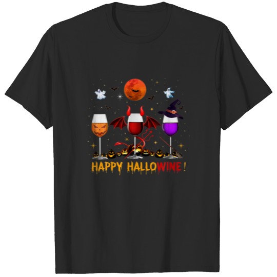 Glasses Of Wine Costume Pumpkin Devil Witch Happy T-shirt