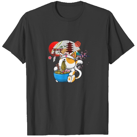 Anime Ramen Cat Japanese Noodles Aesthetic Kawaii T-shirt