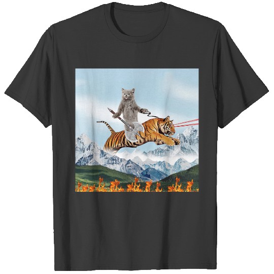 Warrior cat Riding A Tiger T-shirt