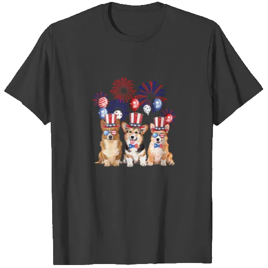 Corgi Firework Sunglasses America Dog 4Th Of July T-shirt