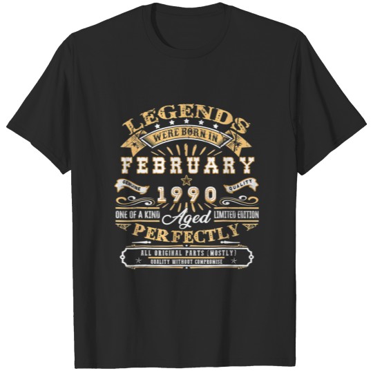 Discover 32Th Birthday Gift For Legend Born February 1990 3 T-shirt
