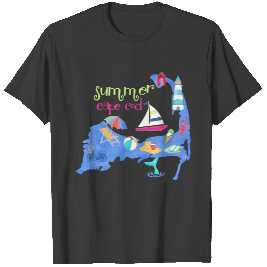Colorful Summer Cape Cod Map T-shirt