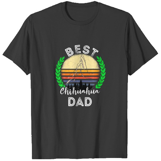 Mens Best Chihuahua Dad Retro Sunset Pet Chi Dog B T-shirt