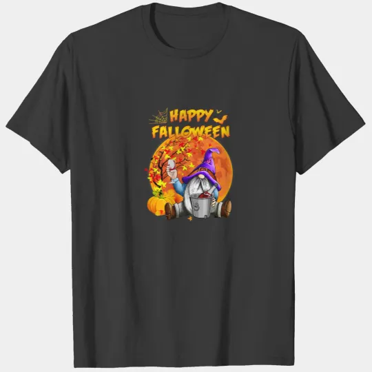 Gnomes Lover Funny Halloween Gnome Glasses Of Wine T-shirt