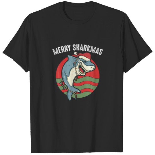 Discover MERRY SHARKMAS Funny Christmas Great White Shark S T-shirt