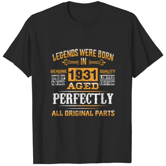 Discover 91St Birthday Gift Vintage Legend Born In 1931 91 T-shirt