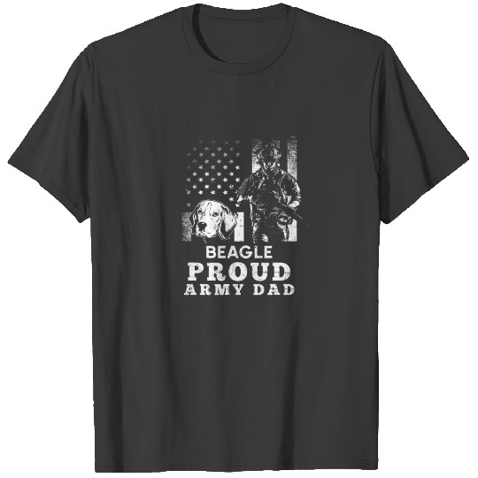 Beagle Dog Proud Army Dad American Flag Patriotic T-shirt